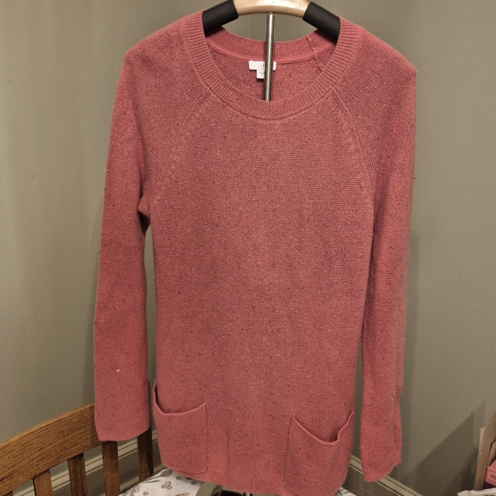 J. Jill Pink Crew Neck Sweater Cozy Knit